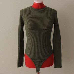 Olive green, Forever 21 bodysuit.